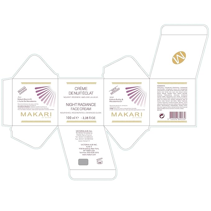 Makari Night Radiance Face Cream, Overnight Face Moisturizer for Women, Reduce Scars, Ideal for Dry, Normal or Maturing Skin Types, Vegan, 3.35 Oz