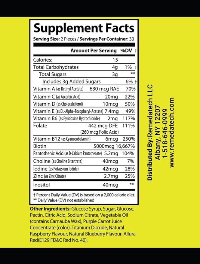 Adult Hair, Skin & Nails Gummies - Biotin 5000 mcg - for Faster & Healthier Hair Growth, Stronger Nails, Healthier Skin – for Women & Men - Extra Strength, 60 Vegan Gummies