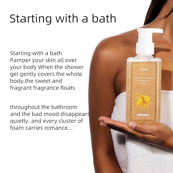 IREV 2-in-1 Body Wash & Body Scrub Vitamin C (11.3fl.oz), Gentle Exfoliating Scrub for Deep Cleansing, Effective on Acne & Dead Skin, Brighten & Moisturize Skin Polishes