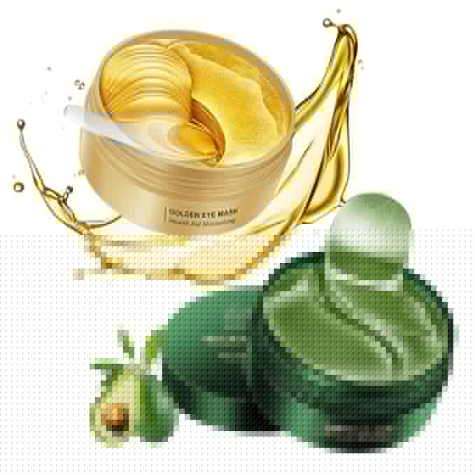 Avocado Golden Under Eye Mask Skincare 60 Pairs Set, Moisturizing Non-greasy Under Eye Patches for Women and Men, Travel Size Long Lasting Refreshing Eye Skin Care Gels Pads Gifts Set