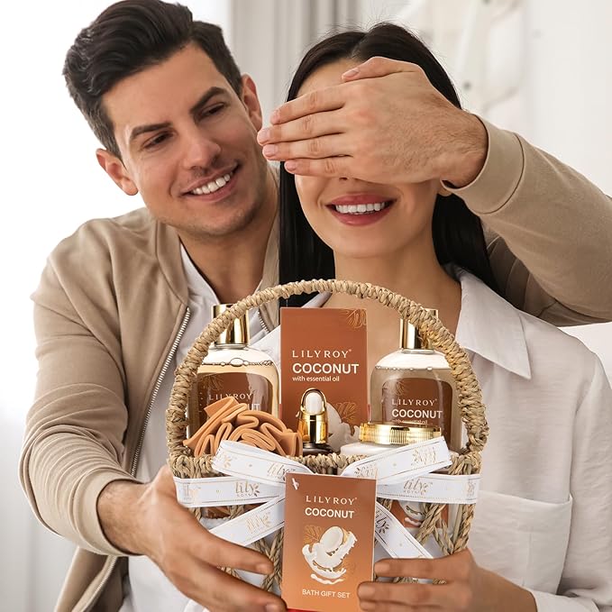 Mothers Day Gifts for Mom - 7Pcs Luxury Bath & Body Gift Basket Set for Women & Men, Perfect Gift with Bath Bomb | Christmas, Father's Day, Birthday Gifts for Her & Him, All Occasion Holiday Present