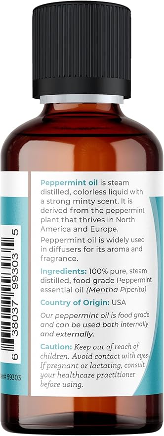 Viva Doria 100% Pure Northwest Peppermint Essential Oil, Undiluted, Food Grade, Steam Distilled, Made in USA, 30 mL (1 Fluid Ounce)