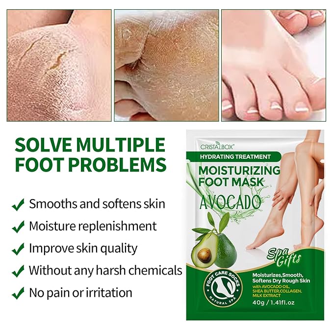 Moisturizing Foot Mask 5 Pack,Hydrating Foot Masks for Dry Cracked Feet,Moisturizing Socks Dry Skin Moisturizer for Soft and Smooth Touch Feet,Foot Care Spa Gifts for Women Men Mother's Day Gifts