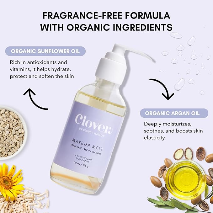 Clover Makeup Melt Milky Cleansing Oil | Gentle Makeup Removal, Skin-Friendly Formula and Residue-Free Rinse | Cruelty-Free & Vegan Face Oil - 118 ml