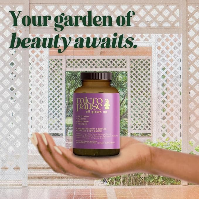 All Glown Up Advanced Beauty Complex Glow and Grow Gummies with Biotin, Collagen, and Antioxidant Vitamins A, C, and E for Hair, Skin, and Nails.