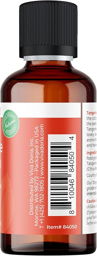 Viva Doria Tangerine Essential Oil, 100% Pure, Natural Essential Oil, Undiluted, for Aromatherapy | Food Grade, 30 mL (1 Fluid Ounce)