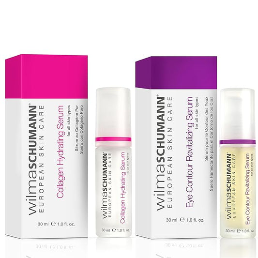 Collagen Moisturizing Serum + Eye Contour Serum Bundle, Reduces Fine Lines and Wrinkles, Set Includes (2) 1OZ/30ML Bottles