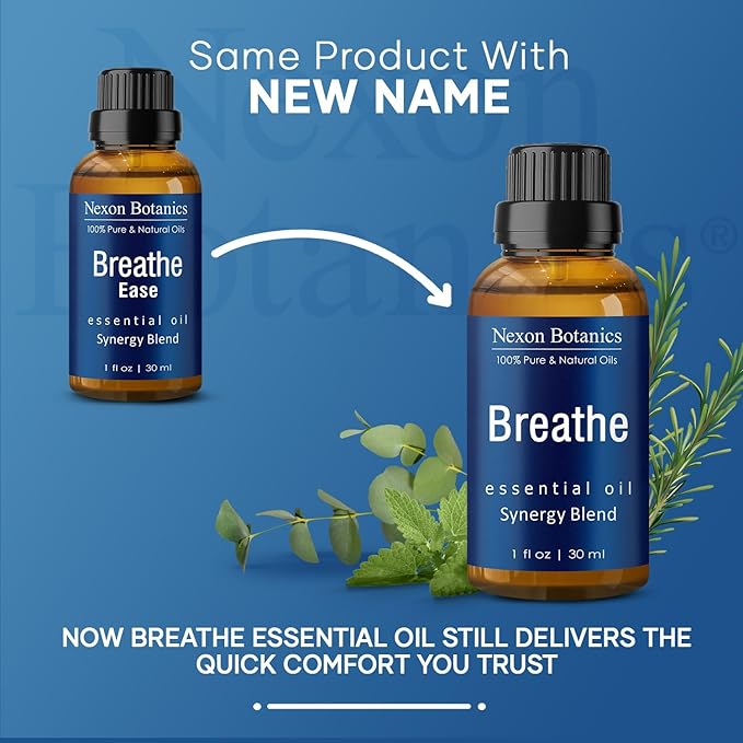 Breathe Essential Oil Blend 30 ml - Breath Sinus Relief with Menthol Oils - for Humidifiers, Diffusers, and Aromatherapy - Nexon Botanics