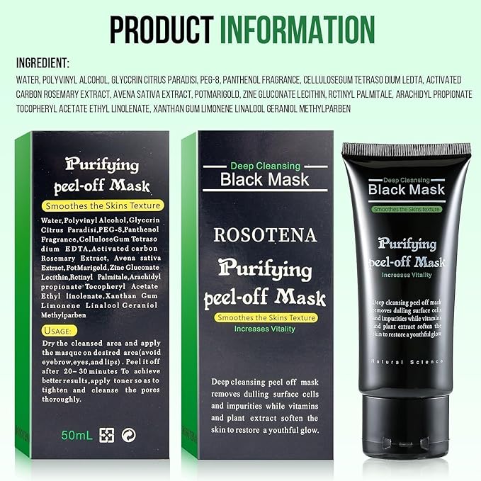 Blackhead Remover Mask - Charcoal Peel Off Nose Blackhead Remover, Pore Remover, Deep Cleansing for Face Nose Blackhead Pores Acne for All Skin Types
