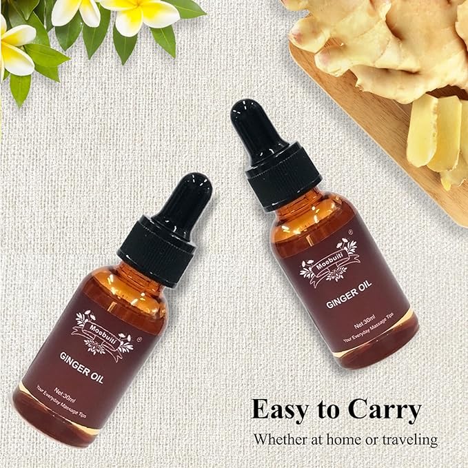 Ginger Oil, Ginger Massage Oil for Lymphatic Drainage, Ginger Essential Oil for Swelling and Pain, Hair, Massage, Skin