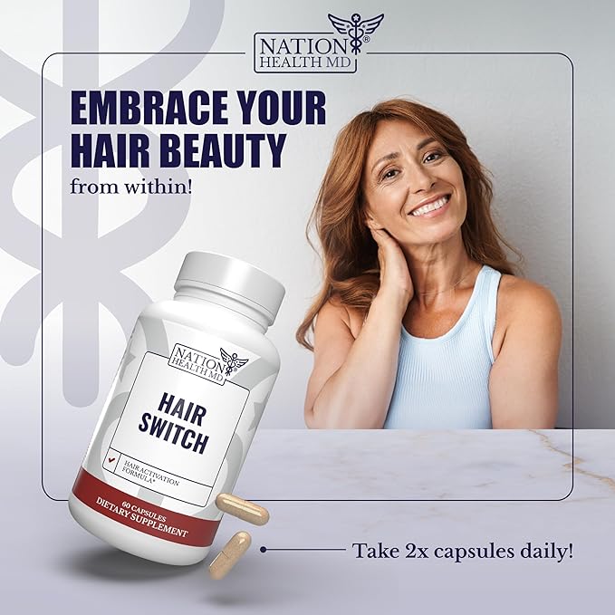 Hair Switch - Supplements for Hair and Scalp - Biotin, Zinc, Selenium, and More - Hair Activation Formula for Men and Women, 1 Bottle