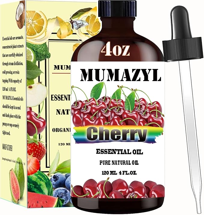 Cherry Essential Oil, Cherry Oil 4 Fl Oz 120ML for Diffuser Humidifier Yoga Cleaning DIY Candle Soap Making Essential Oils