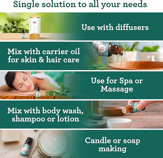 GuruNanda Peppermint Essential Oil, 100% Pure, Natural & Undiluted Aromatherapy Oil for Diffusers & DIY Recipes, Promotes Mental Clarity (0.5 Fl Oz)