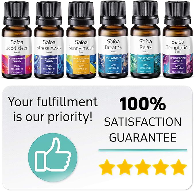 Top 6 Blends Essential Oils Set - Essential Oils Blends for Diffuser - Aromatherapy Blends Oils for Dream, Mood, Breathe, Love, Feel Good, Stress Relief