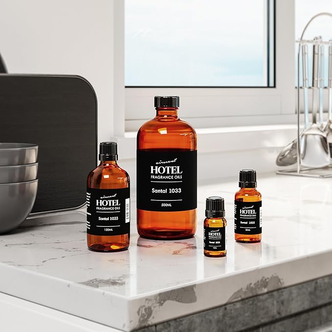 AirScent Santal Diffuser Oil No. 1033 - Santal-33 Inspired Perfume Dupe - Premium Fragrance Oil Blend for Ultrasonic and Waterless Diffusers and Crafting - 120 mL, 4 fl oz Glass Bottle with Dropper