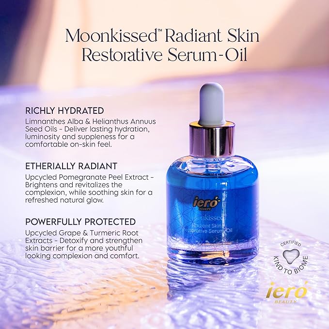ieró Beauty Moonkissed Radiant Skincare Restorative Serum Oil | Face Moisturizer | Hydrating Face Oil Treatment | Anti Aging | Restore Suppleness | All Skin Types | 1 FL OZ/30ML | Made in Italy