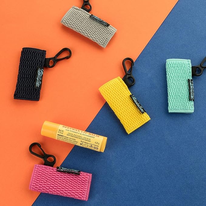Beautyflier Cute Elastic Lip Balm Holder Keychain, Lipstick Sleeve Lip Gloss Sleeve Holder for Burts Bees Chapstick
