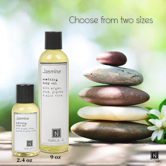 Jasmine Body Oil, Travel Size 2.4 oz Moisturize & Nourish with Argan & Coconut Oil - Vitamin C Enriched - Naturally Derived, Vegan-Friendly