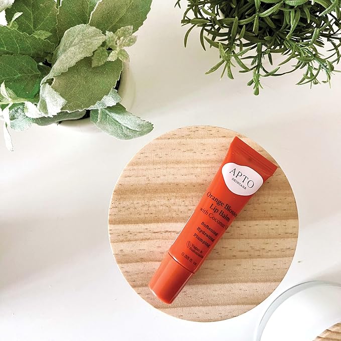 Orange Blossom Lip Balm w/Coconut Oil Trio: Pocket Lip Moisturizer for Dry, Chapped Lips, Set of 3, 0.33 fl. oz. Each