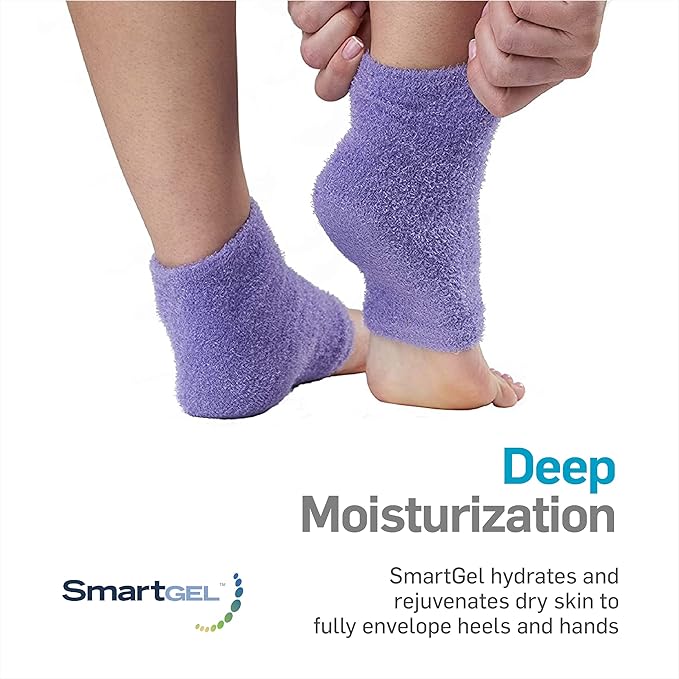 NatraCure Moisturizing Gel Heel Sleeves and Gloves - (for Dry Heels, Cracked Heels, Dry Hands and cuticles, Dry Skin) - Color: Lavender