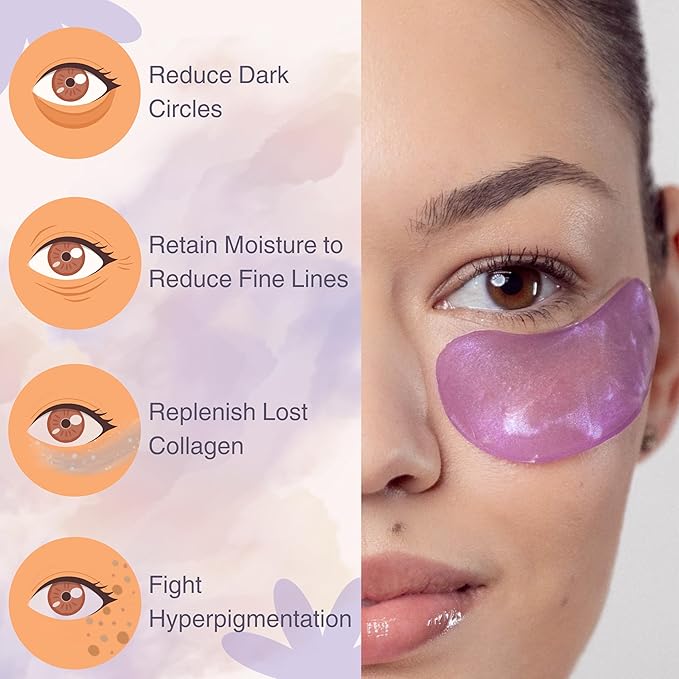 Under Eye Masks (20 Pairs) Collagen & Hyaluronic Acid - Reduce Wrinkles, Dark Circles, Puffy Eyes, Bags, Anti Aging Patches & Face Moisturizer Sensitive Skin Safe- Mothers Day