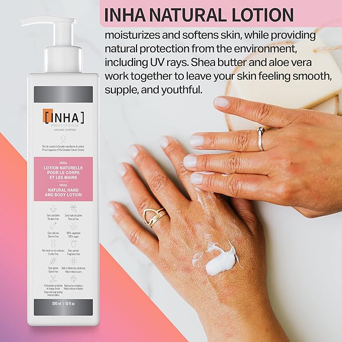 INHA NATURAL HAND AND BODY LOTION | Deep and Long Lasting Moisturization | Helps Reduce Irritation | Non-Greasy | Fast Absorption | Fragrance Free | Sensitive-Dry-Normal Skin | UV Protection | 300 ml