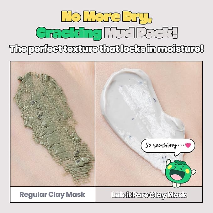 Lab.it Pore Clay Mask (50g/1.69 oz) – Hydrating Korean Clay Face Mask with Cool Mud, Deep Pore Cleanser & Pore Minimizer for Oily Skin, Pore Tightening, Sebum Control, Gentle Exfoliation, Non-Drying