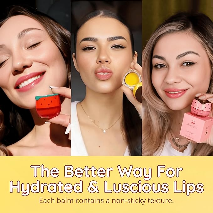 3 Pcs Original My Bee Balm Lip Balm β Hydrating Lip Care with Watermelon, Strawberry & Honey Pot β Moisturizing Balm for Dry, Chapped & Cracked Lips with Propolis, Honey & Vitamin E