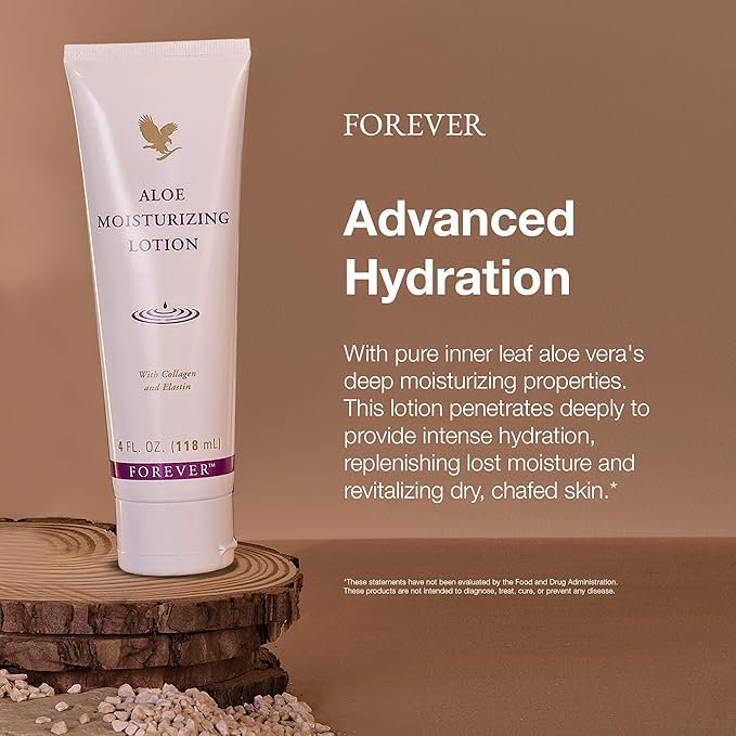 Forever Living - Aloe Moisturizing Lotion, Deep Hydration with Aloe Vera, Collagen, and Elastin, for Hands and Body, 4 fl oz