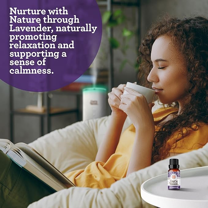 GuruNanda Lavender Essential Oil - 100% Pure, Natural and Undiluted Oil for Massage & DIY Recipes- Premium Diffuser Oil for Aromatherapy (Pack of 1 - 0.5 Fl Oz)