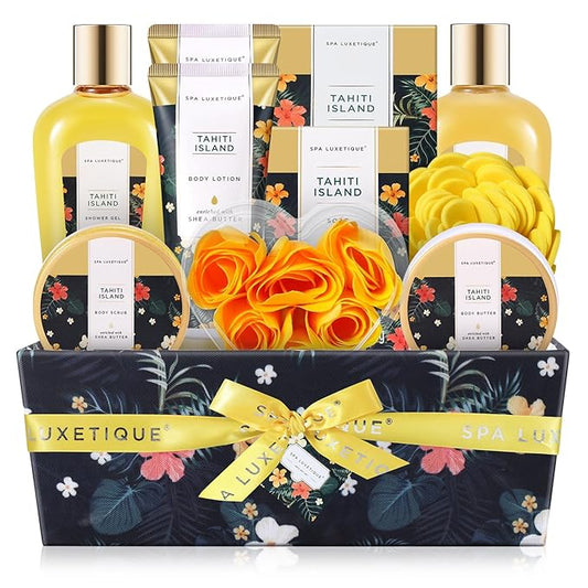 Spa Luxetique Bath Gift Set - 12pcs Spa Gift Basket With Bubble Bath, Bath Bombs, Essential Oil, Body Scrub, Hand Cream - Perfect for Mom's Birthday or Mother's Day