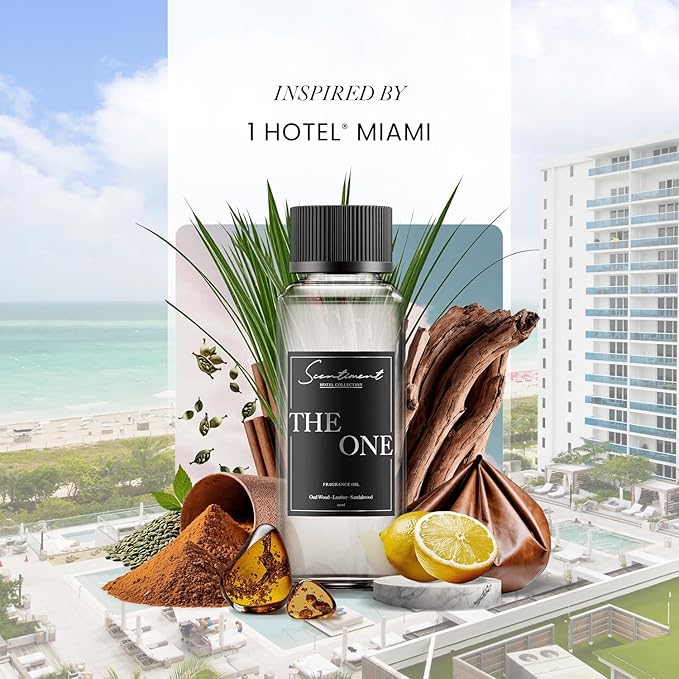 The One Hotel Diffuser Oil | Aromatherapy Fragrance Inspired by 5-Star Hotels | Notes of Cardamom, Leather, Lemon with Cinnamon & Sandalwood (20 mL)