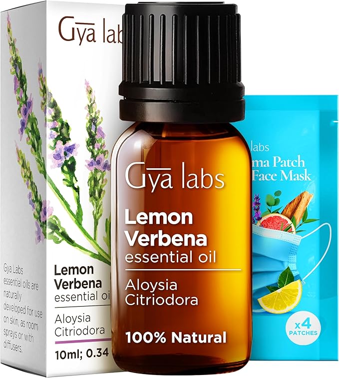 Gya Labs Lemon Verbena Essential Oil for Diffuser - 0.34 Fl Oz - 100% Pure Natural Lemon Verbena Oil for Skin, Hair, Perfume, Bath Bombs, Candles & Soaps Making - Citrusy, Refreshing Scent