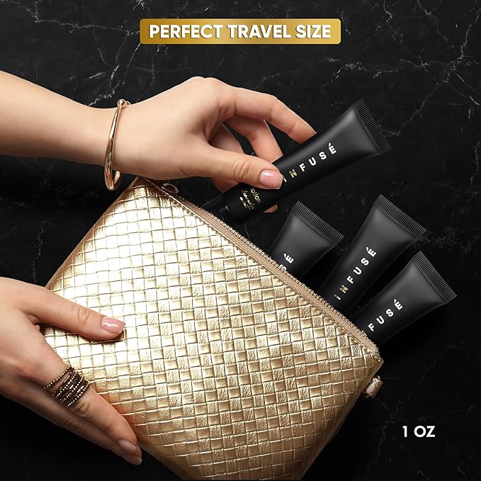 Infuse Black Hotel Toiletries Bulk | 1 oz Lotion Travel Size | For Hotels, Vacation Rentals, Gym, Luxury, Airport | Case of 100