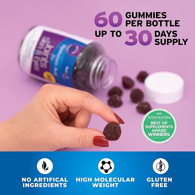 Hyalogic Chewy HA Gummies Mixed Berry Flavor Hyaluronic Acid Gummies – Gluten-Free Gummy Vitamins for Adults - HA Supplement for Joints, Skin & Eyes –60 Count (120 mg)