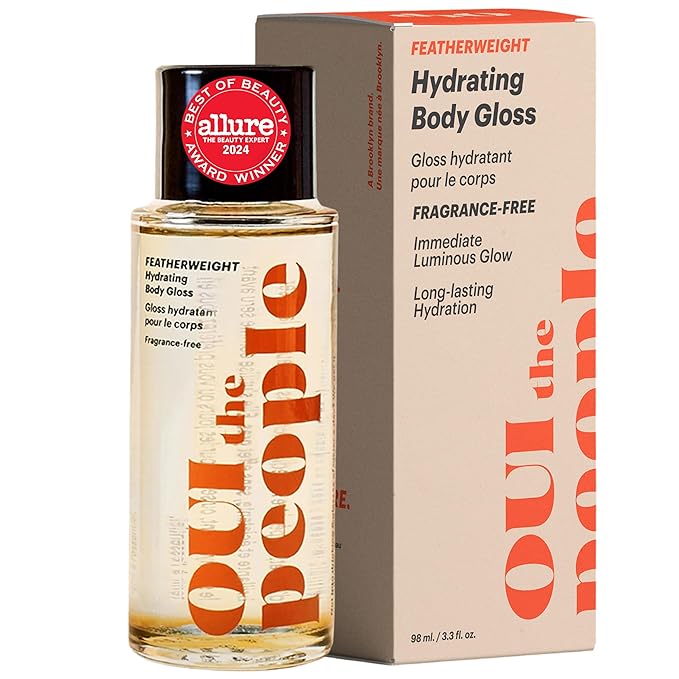 OUI the People FEATHERWEIGHT Hydrating Body Gloss, Unscented, Skin Barrier Boosting Serum Oil for Deep Hydration, Softens & Firms, Mothers Day Gifts & Gifts for Mom, Shimmer Body Oil, 3.3 oz