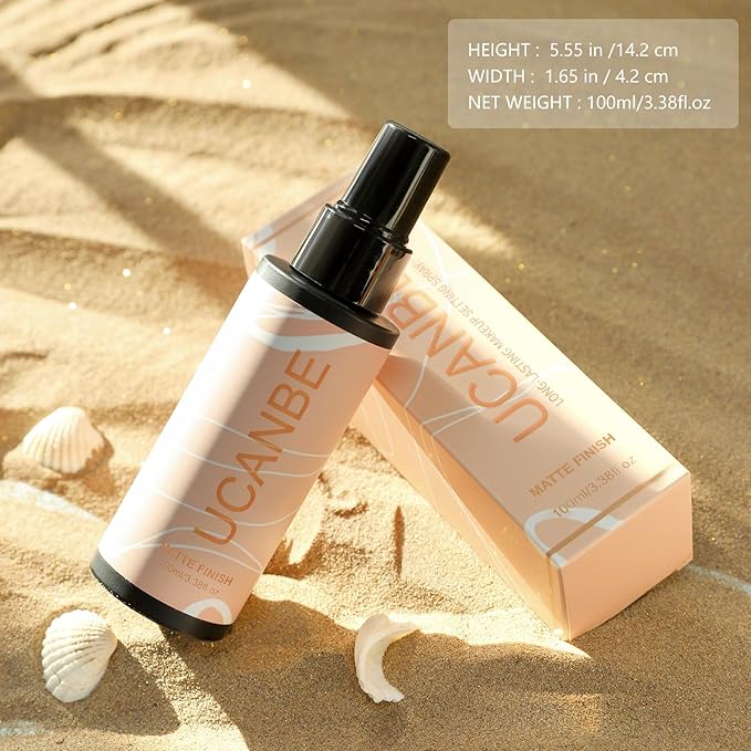 Long Lasting Makeup Setting Spray Kit - 3.38 Fl oz Super Matte Finish Setting Mist Lightweight Face Make up Fixer for Oily Skin + 1PC Sponge Puff + 1PC Powder Puff