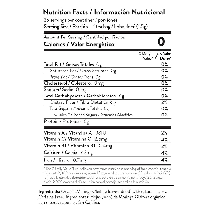 Miracle Tree - 12 Count of Organic Moringa Superfood Tea, 25 Individually Sealed Tea Bags, Lemon (Keto, Detox, Energy/Immunity Booster, Vegan, Gluten-Free, Organic, Non-GMO, Caffeine-Free)