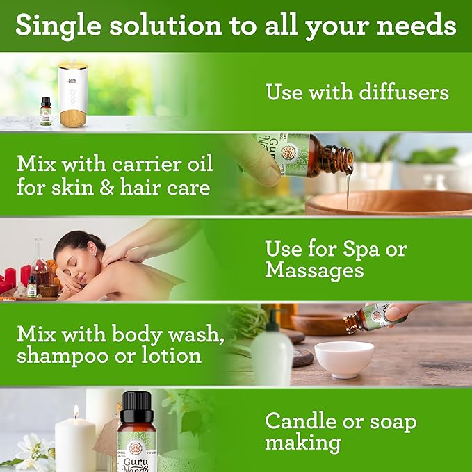 GuruNanda Tea Tree Essential Oil (3x1 Fl Oz) - 100% Pure, Undiluted Aromatherapy Oil for Diffusers, Massages & DIY Recipes - Helps in Skin & Hair Care