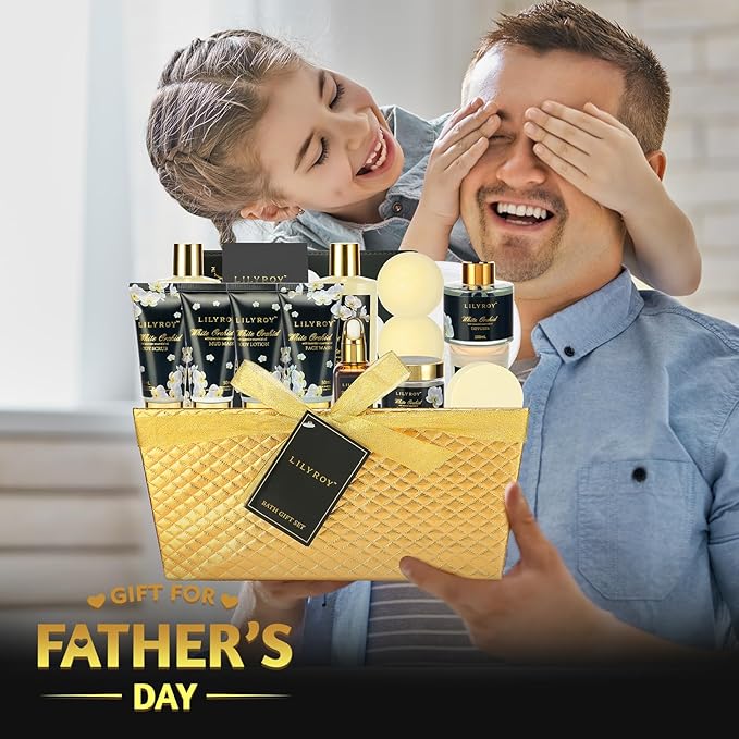 Mothers Day Gifts for Mom - Luxury 18-Piece Gold Leather Spa Gift Set, Premium Bath Collection with Bath Bomb | Father's Day Christmas Birthday Gifts, All Occasion Ultimate Holiday Gift for Her & Him