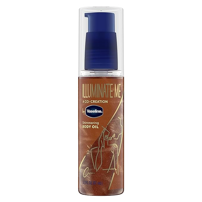 Vaseline Illuminate Me Shimmering Body Oil Created for Melanin Rich Skin, Illuminates Skin with Finishing Touch of Shimmer for Glowing Skin 3.3 oz