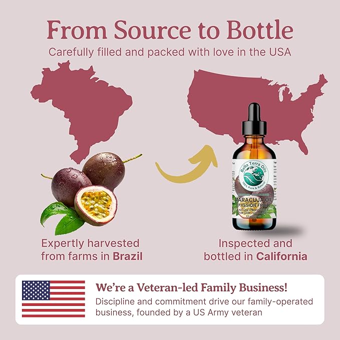 Bella Terra Oils - Maracuja (Passion Fruit) Oil 8 oz - Famed for its High B-Complex Vitamins, Essential Elixir for Radiant & Silky Skin Experience