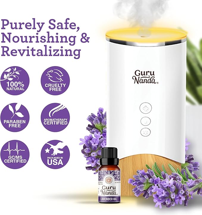 GuruNanda Lavender Essential Oil - 100% Pure, Natural & Undiluted Aromatherapy Oil for Diffusers, Massage & DIY Recipes - Helps to Relax (2x0.5 Fl Oz)