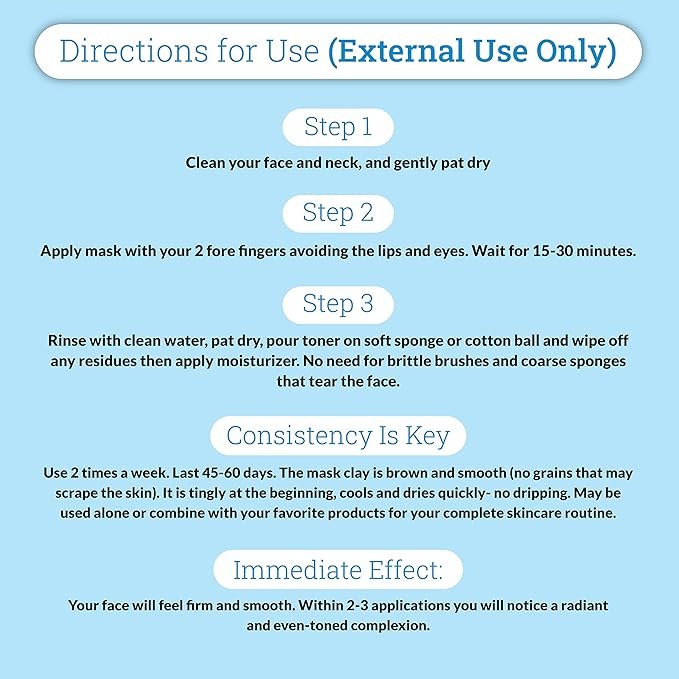 Tightening Face Mask Skin Care- Vit C, E, MSM, Pink and green clay, organic aloe juice, and Jojoba oil brightens, nourishes, firms and evens skin tone giving a natural glow. Made in USA
