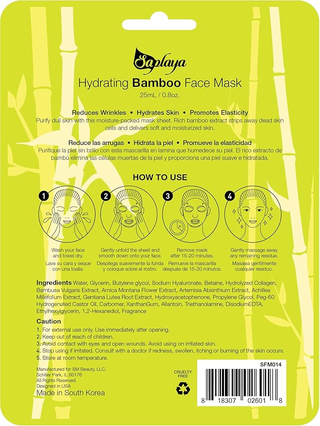 Face Masks 6 Pack Scented Facemask Sheets Skin Care Mask Single Scent K-Beauty Natural Formula