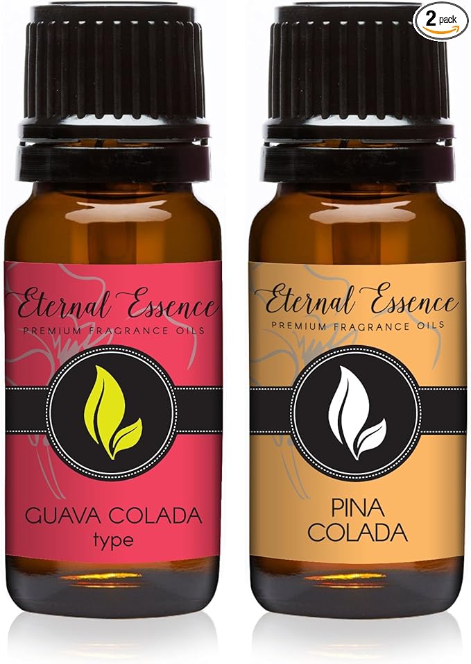 Eternal Essence Oils 2 Pack 10ml Premium Fragrance Oil - Guava Colada Type & Pina Colada - for Candle, Soap Making, Aromatherapy, Diffusers, Home Care, & Humidifiers