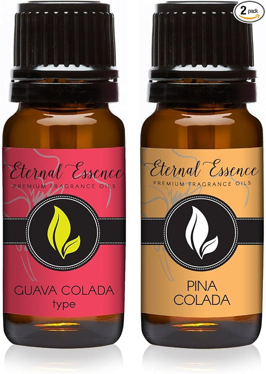 Eternal Essence Oils 2 Pack 10ml Premium Fragrance Oil - Guava Colada Type & Pina Colada - for Candle, Soap Making, Aromatherapy, Diffusers, Home Care, & Humidifiers
