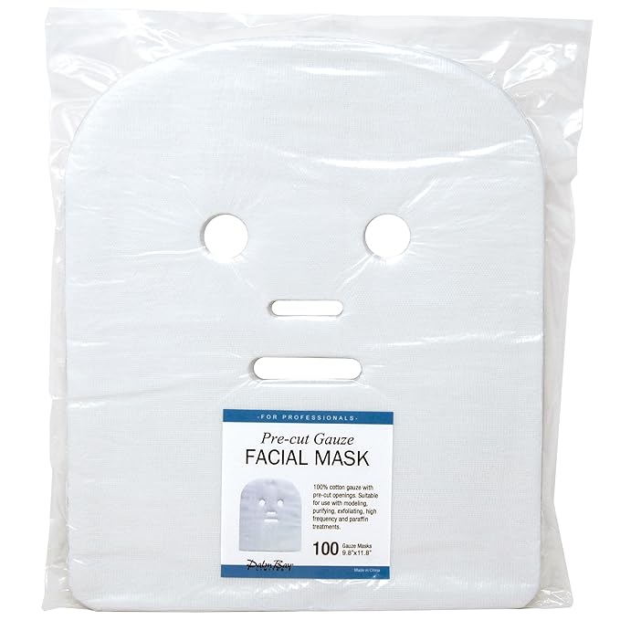 APPEARUS Pre-Cut Gauze Facial Masks – 100% Cotton, Breathable & Soft – Ideal for High Frequency, Mud, Clay, and Paraffin Treatments – Spa & Esthetician Use – 100 Count (DM101)