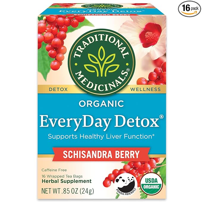 Traditional Medicinals Organic EveryDay Detox Schisandra Berry Herbal Tea, Supports Healthy Liver Function, (Pack of 1) - 16 Tea Bags