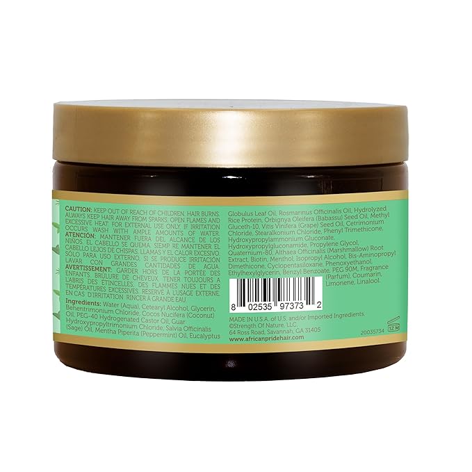 African Pride Feel It Formula, Hair Strengthening Mask - Peppermint, Rosemary, & Sage - Aids Growth, Nourishing Treatment for Split Ends & Dry Scalp for All Hair Types 12oz (Pack of 3)